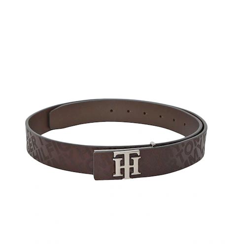 Men Brown Textured Leather Belt